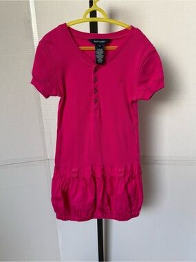 Girl’s Ralph Lauren Hot Pink Drop Waist Polo Tunic Dress Size 6X